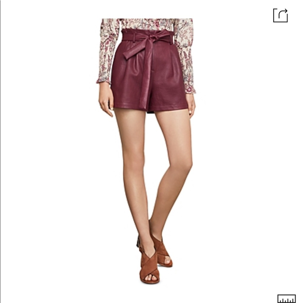 NWT BCBGMAXAZRIA FAUX LEATHER SHORTS IN DEEP RED